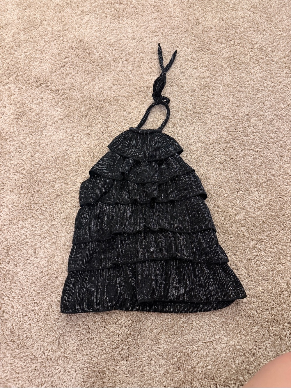 H&M Black Metallic Halter Ruffle Top
